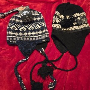 Winter Knit Hats - Blue and Black